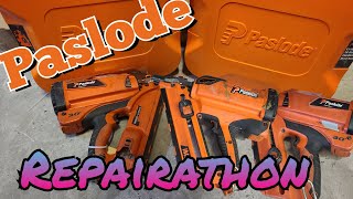 Repairing a servicing a bunch of Paslode nails guns repairathon video IM350 [upl. by Magner]