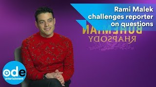 Rami Malek challenges reporter to ask new questions [upl. by Notsuj554]