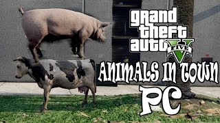 Animals in Town GTA V Funny Moments  Mod Native Trainer [upl. by Powel]