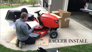 Simplicity Regent bagger install and review and test mow of grass catcher on a Simplicity mower [upl. by Enaillil]