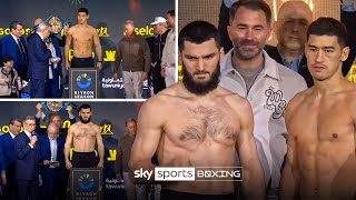 Artur Beterbiev amp Dmitry Bivol FULL weighin ahead of their rematch ⚖️ [upl. by Hertzfeld607]