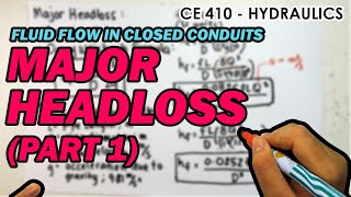 Major Headloss Darcy Weisbach Equation  Part 1  Fluid Flow in Closed Conduits Filipino [upl. by Adnalohs]