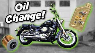 How to Change Yamaha VStar 650 Oil  Filter ✅ [upl. by Rebmac]