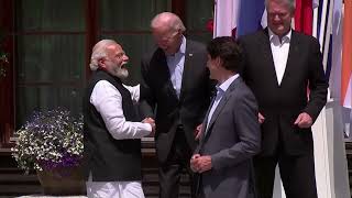 PM Modi with US President Joe Biden and PM Trudeau of Canada at G7 Summit in Germany [upl. by Ecirtnuahs476]