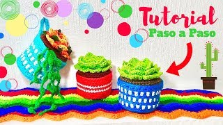 MACETA TEJIDAS A CROCHET PASO A PASO DE SUCULENTAS CON BOTELLAS RECICLADAS [upl. by Atekram]