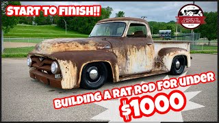 START TO FINISH BUILDING A RAT ROD FOR UNDER 1000 DOLLARS CHEAPEST FULL HOT ROD BUILD EVER F100 [upl. by Fromma]