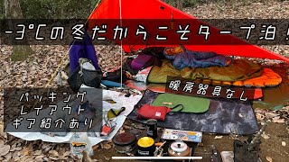 68 【冬のUL風なタープ泊ライト徒歩キャンプ】ギア紹介、レイアウト、パッキング動画あり、バックパックキャンプ [upl. by Kally]