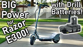 Making the Razor E300 Faster With Drill Batteries Ryobi ONE  Scooter Episode 2 [upl. by Amlus]