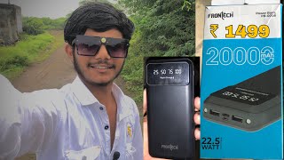 frontech power bank 📲20000mah 🤔FRONECH RAPID CHARGE😱 225WATT sahil vlogs 🤑₹1499 money [upl. by Dnalram]