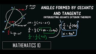 Angles Formed by Secants and Tangents PART 1Intersecting SecantExterior Theorem  MATHEMATICS 10 [upl. by Ynna496]