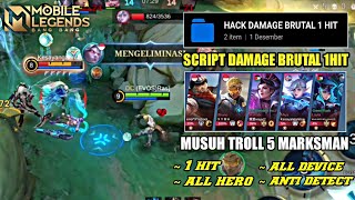 SCRIPT DAMAGE BRUTAL 1 HIT MOBILE LEGEND TERBARU ALL HERO  NO PASSWORD [upl. by Vincentia613]