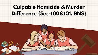 Difference between Culpable Homicide amp Murder Sec 100 amp 101 BNS [upl. by Noicnecsa775]