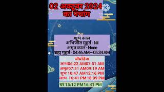 02 October 2024 ka Panchang shorts shortvideo astrology panchang [upl. by Aisanahta874]