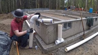 Building a new house drain piping installation around foundation [upl. by Jabez132]