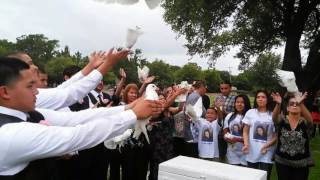 White dove release at Funeral for Irene Belia Fernandez [upl. by Lenox]