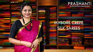 Mysore Crepe Silk Saree  13 Oct 2020  Prashanti [upl. by Cadel]