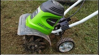 Green Works 8A Cultivator Electric Tiller Review [upl. by Iel253]