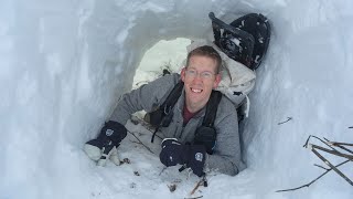 Camping Under the Snow in Survival Shelter [upl. by Iznek866]