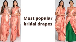 Bridal Saree Draping  Silk Saree Draping in different styles  Tia Bhuva [upl. by Skippy]