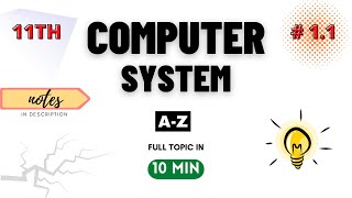 Class 11 Computer Science  IP  Chapter 1  Computer System  UNIT 1  Part 1  CBSE [upl. by Sefton916]