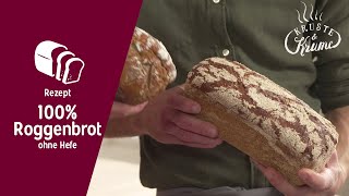 100 Roggenbrot ohne Hefe  KrusteampKrume Rezept [upl. by Hector]