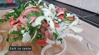 SIDE DISH  Quick 2 Minute Onion Parsley Tomato and Sumac Salad  Ingredients  How to [upl. by Egerton]