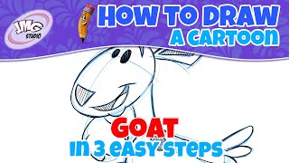 How to draw a cute cartoon goat in 3 easy steps [upl. by Hugon]