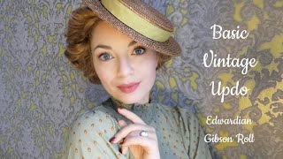 Basic Vintage Hairstyle  Easy Edwardian Updo [upl. by Tesler]