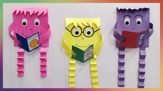 Diy library decor craft School and Learning corner decor idea Puppet reading book Paper dummy [upl. by Akoek]