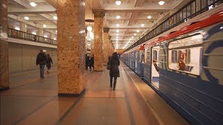 Russia Moscow metro ride from Чи́стые пруды́ Chistyye Prudy to Комсомо́льская Komsomolskaya [upl. by Yecram]