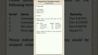 Request for Quotation Letter lettersapplications youtubeshorts quotationletter rfqletter [upl. by Osmen]