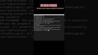 Useradd amp Userdel Command in linux shorts short shortsviral [upl. by Mellman]