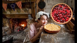 Baking an Amazing Cherry Raspberry Pie from 1808 Real Historic Dishes Fire Baked Pie ASMR [upl. by Nuavahs337]