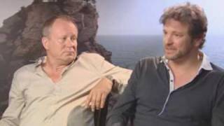 Colin Firth and Stellan Skarsgård Discuss Mamma Mia [upl. by Anelet]