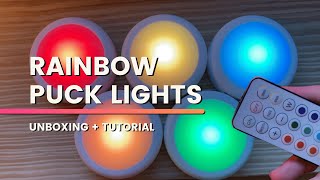 Cool LED Rainbow Puck Lights UNBOXING  TUTORIAL [upl. by Patricia]