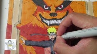 Drawing Naruto and Kurama ナルト 九喇嘛 [upl. by Aihseyt45]