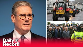 Farmers stage protest over inheritance tax as Keir Starmer speaks at Welsh Labour conference [upl. by Holmann]