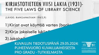 Kuvailun tiedotuspäivä 2952024 Puheenvuoro kuvailuaiheisesta pro gradututkielmasta [upl. by Pleasant]