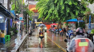 4K Walking in Heavy Rain in Bangkok  Heavy Monsoon Rain Sound under Umbrella [upl. by Cattima305]