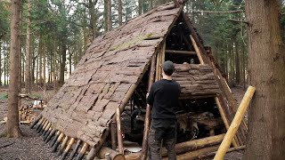 Building a Medieval Viking House  10 Day Bushcraft Shelter Build [upl. by Trah895]