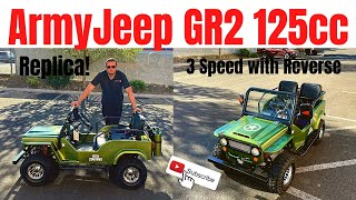 Army Jeep GR2 Replica 125cc 3 Speed Review In Green [upl. by Tawsha]