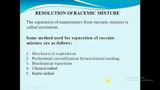 RACEMIC MODIFICATION AND RESOLUTION OF RACEMIC MIXTURE [upl. by Voe]