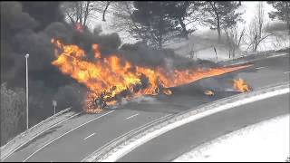 VIDEO Tanker Burning On Route 130 in Pennsauken Township [upl. by Crowe726]