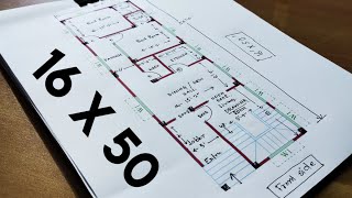 1650 HOUSE DESIGN II 16X50 GHAR KA NAKSHA II 800 SQFT HOUSE PLAN II 1650 HOUSE PLAN [upl. by Imnubulo]