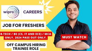 Wipro Special Hiring Only For 2024 Passout Freshers  OFF Campus Drive  Freshers Hiring Latest Job [upl. by Esoranna]