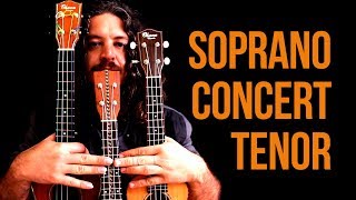 Ukulele soprano concert e tenor  Comparativo de ukuleles [upl. by Ninehc820]