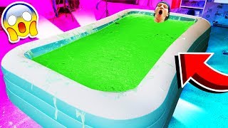 1000 POUNDS OF SLIME IN MY POOL CHALLENGE [upl. by Nalla499]