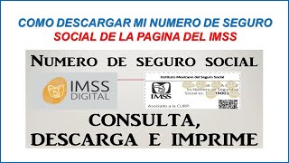 COMO DESCARGAR MI NUMERO DE SEGURO SOCIAL DE LA PAGINA DEL IMSS 2024 [upl. by Holly]