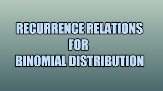 3 rd sem BSc complimentary statistics  Recurrence relations for binomial distribution [upl. by Schroeder]