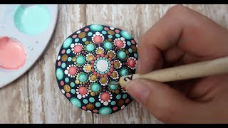 How To Paint Dot Mandalas VERY BEGINNERS STONE Handmade stone Step by Step Tutorial [upl. by Allebara]